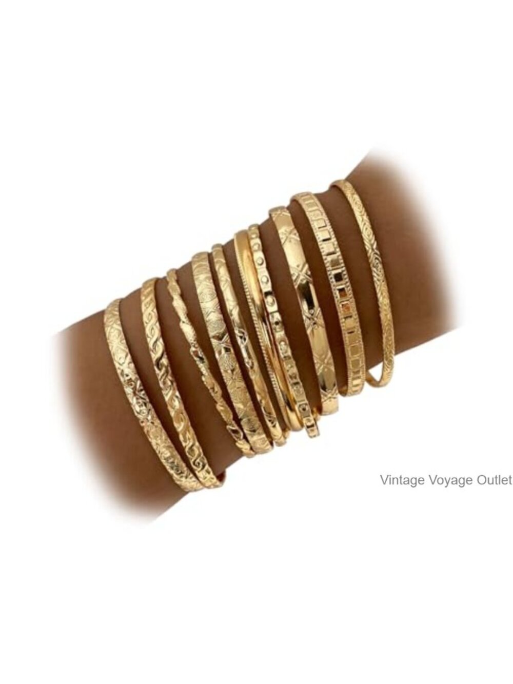 14k Gold Plated Stackable Bangle Bracelet Set for Women